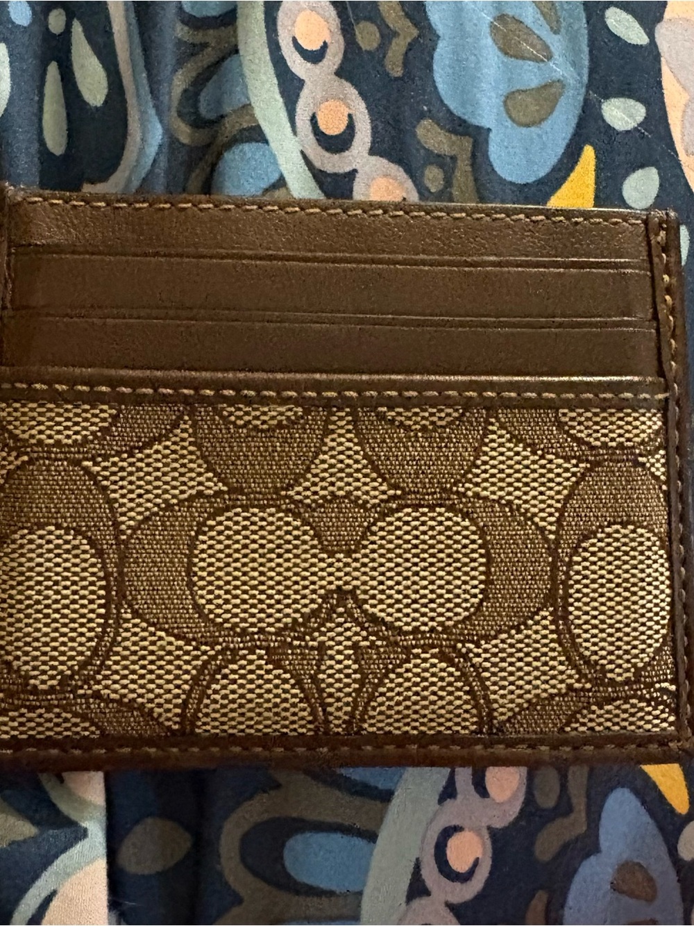 Coach outlet Brown Signature-Pattern Card Holder Wallet